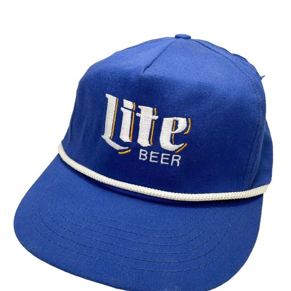Vintage Miller Lite "Lite Beer" Adjustable Trucker Hat with Rope- Blue - Picture 2 of 12